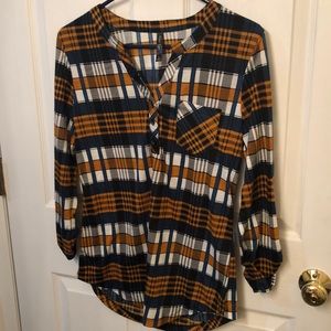 Plaid 3/4 shirt soft